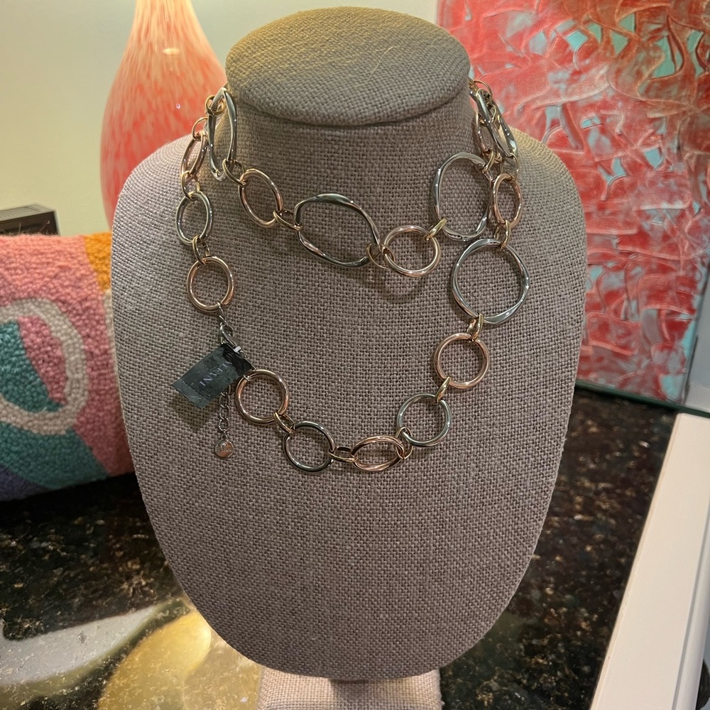 Alfani Gold and Silver Tone Hoop Necklace